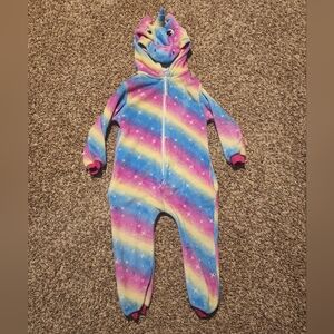 Girls, size 7, unicorn, onesie with zipper in front and back